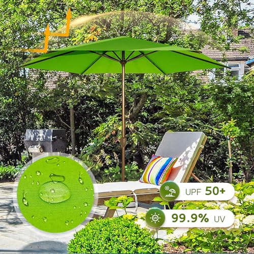 7.5FT Outdoor Patio Umbrella Outdoor Table Umbrella with Crank Market Umbrella 6 Sturdy Ribs UV Protection Waterproof and Push Button Tilt for Garden Deck Backyard Pool