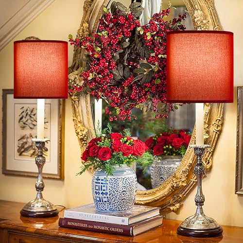 Small Drum Lampshades Burgundy Set of 2 (2 Count)