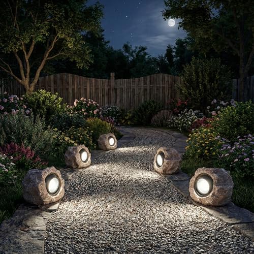 Solar Garden Rock Lights Outdoor (4 Count)