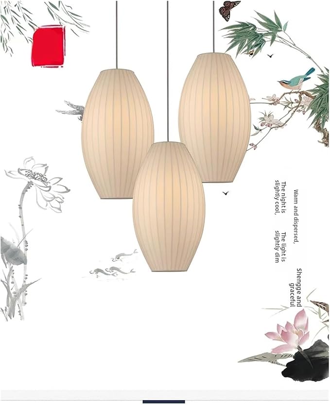 Modern Chinese Zen Pendant Lamp, Elegant Chandelier for Restaurant, Cafe, Hotel, Library Decor ，for Kitchen(Warm Light,Diameter 30cm)