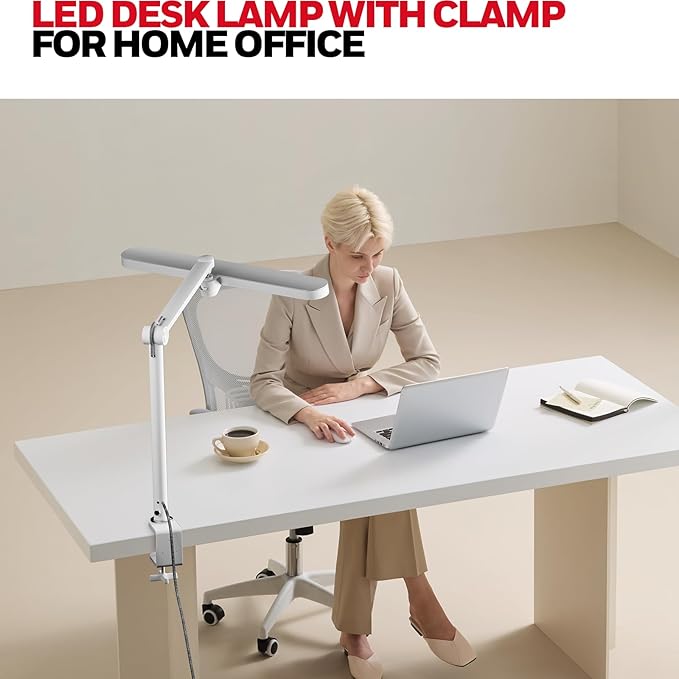 Honeywell LED Desk Lamp with Clamp - 05B02 Upgraded Touch Control Sunturalux Natural Light Clip On Desk Light 4000K 1300LM Dimmable Eye Caring Table Lamp Full Metal Desk Lamps for Home Office - Aura Lighting