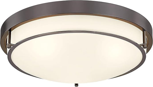 16 inch Flush Mount Ceiling Light, 3-Light Close to Ceiling Light Fixtures with Oil Rubbed Bronze Finish for Bathroom Bedroom Kitchen Hallway, CL4822-3W-BK - Aura Lighting