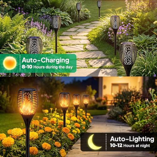 Solar Lights Outdoor Flickering Flame Solar Torch Lights (6 Count)