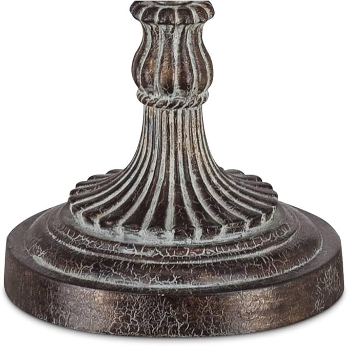 Regency Hill Bentley Traditional French Country Style Buffet Table Lamps 31.5" Tall Skinny Set of 2 Weathered Brown Ridged Linen Fabric Tapered Drum Shade Decor for Living Room House Home Dining