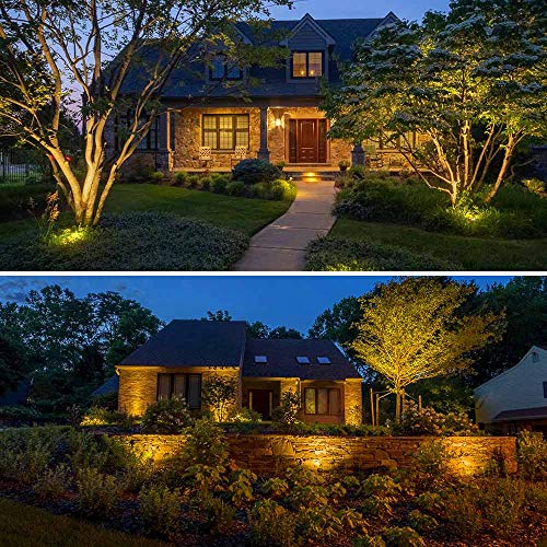 10W Low Voltage Landscape Lights LED Landscape Lighting with Connectors 12V Waterproof Outdoor Landscape Spotlights Floor Yard Lawn Best Garden Lights 1000LM Warm White (10 Count)