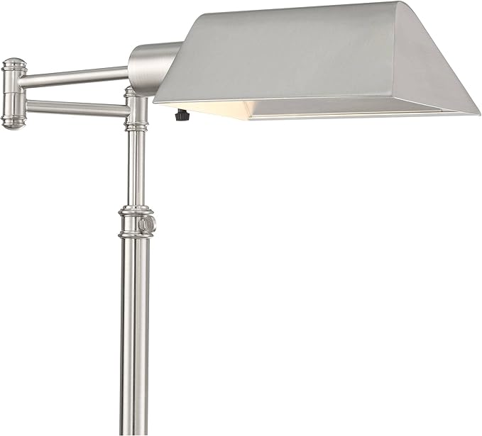 Regency Hill Jenson Industrial Farmhouse Adjustable Swing Arm Pharmacy Lamps Floor Standing with USB Charging Port 54" Tall Brushed Nickel Decor for Living Room Reading House Bedroom Home Office