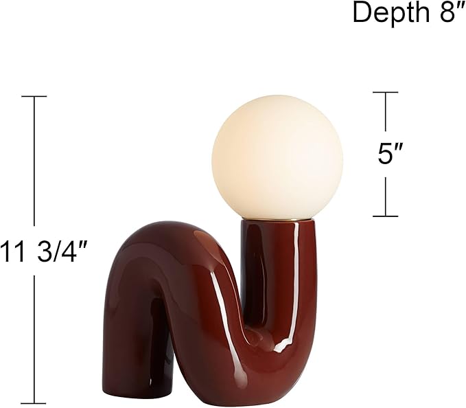360 Lighting Fondant 11 1/2" Small Mid Century Modern Accent Table Lamps Set of 2 Chocolate Brown Ceramic Glass White Shade Living Room Bedroom Bedside Nightstand House Office Home