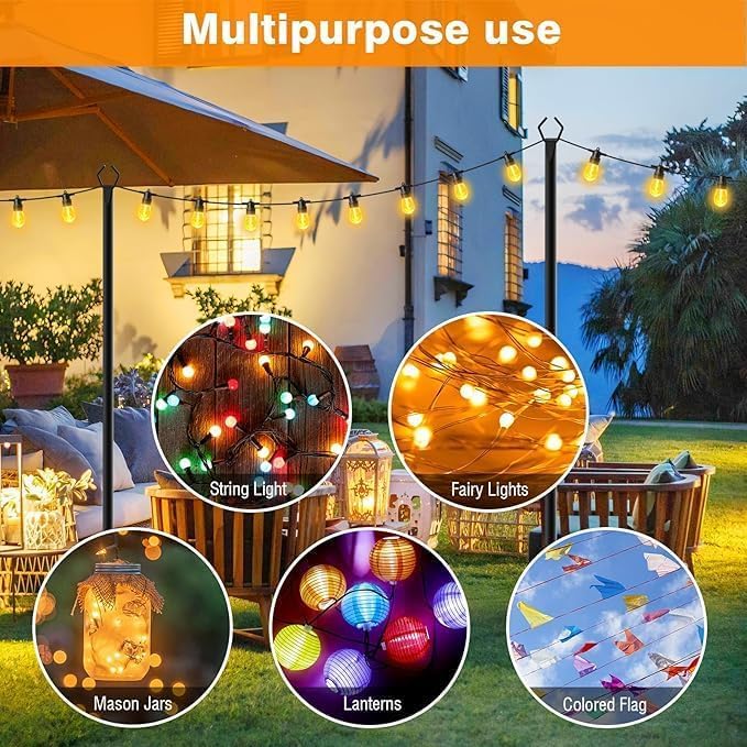 10Ft String Light Poles 2 Pack