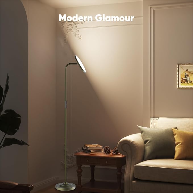 SIBRILLE 36W LED Floor Lamp, Super Bright Standing Lamp, Modern Stepless Dimmable Torchiere Tall Lamp with Remote Control, 350°Rotating Head Reading Floor Lamp for Living Room, Bedroom, Office