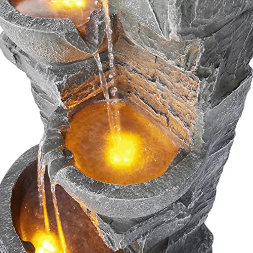 33" Outdoor Water Fountain with LED Lights
