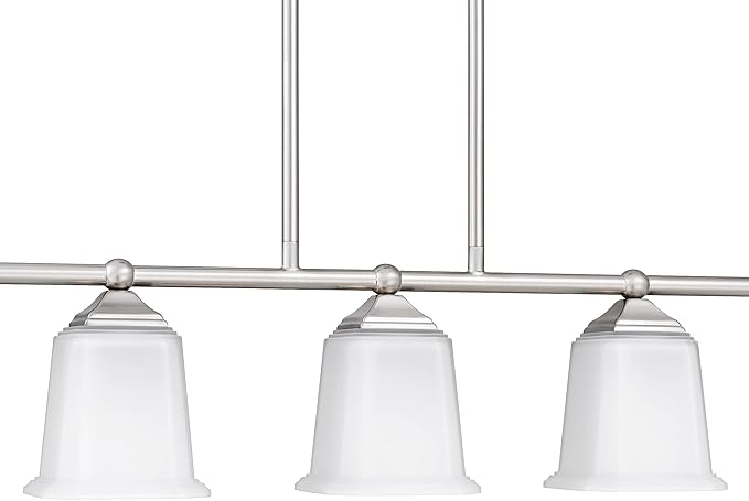 Nox Vintage 5-Light Chandelier Island Pendant Light with Brushed Nickel White Glass for Dining Room, Kitchen Island, Industrial, Vintage Decor