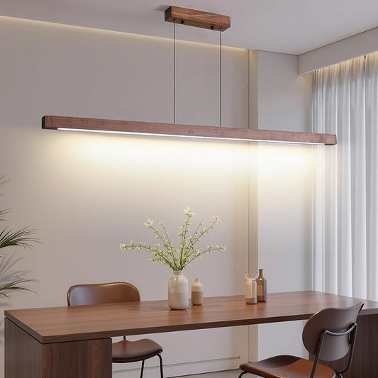 Linear Pendant Light, Modern Chandeliers for Dining Room, Dimmable Pool Table Island Lights for Kitchen, LED Ceiling Pendant Lamp for Dining Room Billiard Room, Adjustable Height,47in