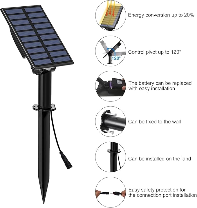T-SUN Solar Spotlights, 2-in-1 RGB Solar Landscape Spotlights Outdoor Waterproof, Auto ON/Off Dual Head LED Lights for Garden, Yard, Halloween, Christmas Decor(RGB)