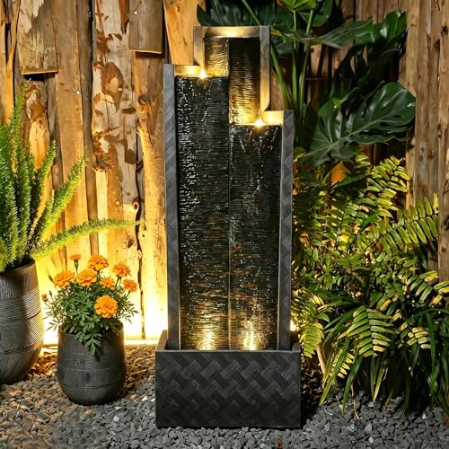 50H Modern Outdoor Water Fountain with LED Light