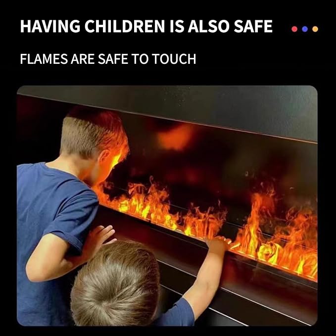 Water Vapor Fireplace 3D Atomizing Fireplace Recessed Electric Fireplace Remote Control with Timer Touch Simulation Flame Touch Flame (1200wheater & Multicolor, 39.37 inch)