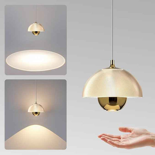 Tubicen Dimmable Modern Pendant Lights Kitchen Island Gold Flowerpot Hanging Lamp Motion-Sensor Gesture Control 2700K-5000K Dimmable 10W Bright Focus LED Hanging Light for Dining Room Bedroom, Gold