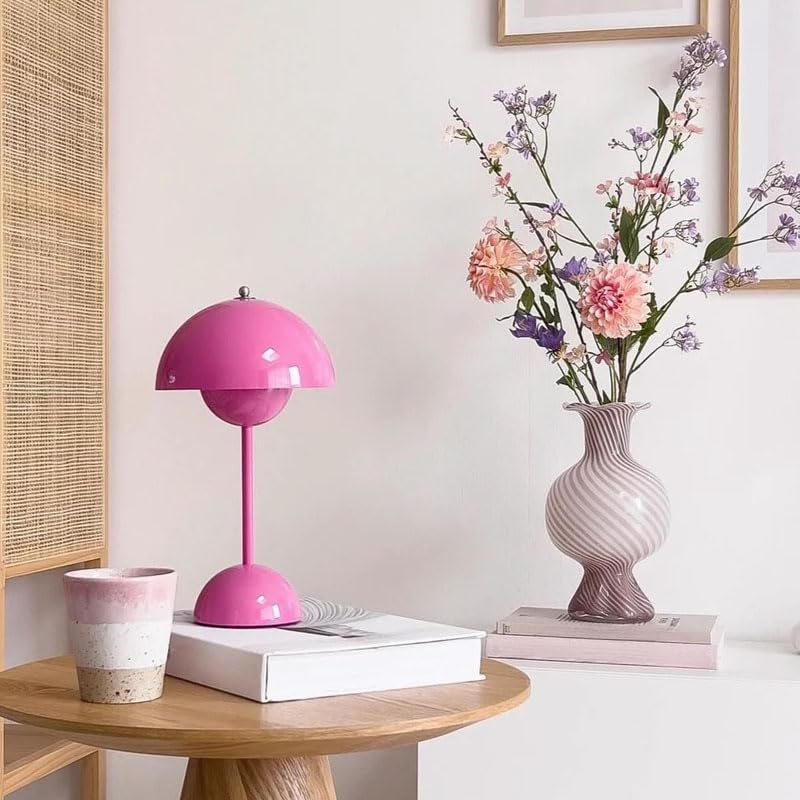 Modern Flower Bud Lamp 12" Cordless Touch Lamp Dimmable 2600mAh Rechargeable Desk Lamp Nordic Minimalist Mushroom Lamp Nightstand Bedside Lamp for Bedroom Living Room