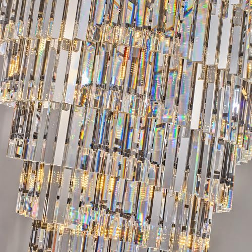 36 Inch Gold Crystal Tube Spiral Chandelier