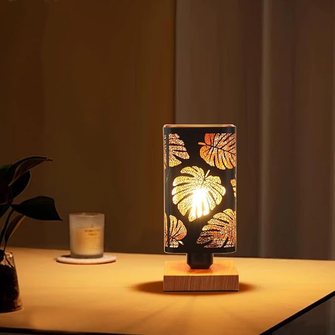 Rustic Table Lamp with Dimmer, Small Black Industry Metal bedside Lamp, fully Dimmable Rotary Switch, Night Light for office Kids, Bedroom Nightstands Lamp, Lamp for Living Room End Tables side