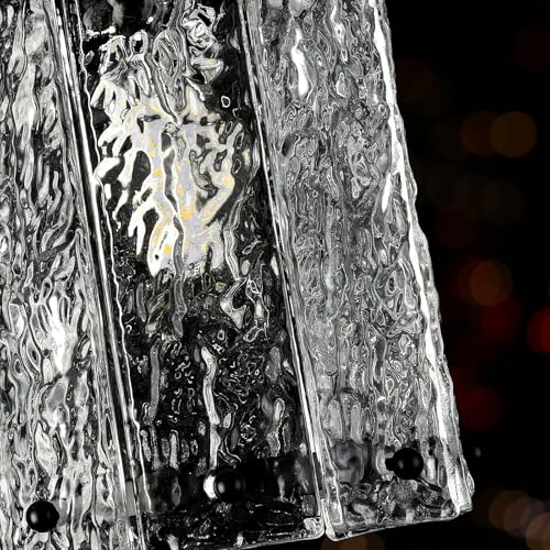 Black Pendant Lights Kitchen Island 1 Pack Modern Water Ripple Glass Pendant Lights Fixtures Round Adjustable Hanging Pendant Lighting for Kitchen Island Dining Room Over Sink Table Entryway
