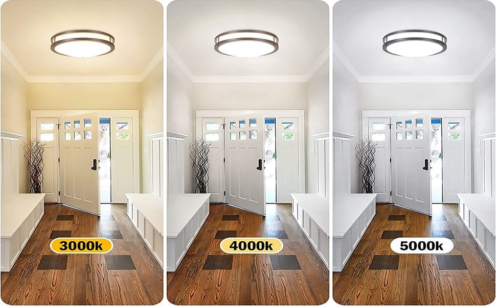 16 Inch Black Flush Mount Ceiling Light Fixture for Bedroom Bathroom