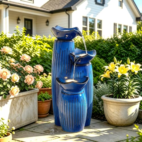 Autodaya 30" H Modern Ceramic Outdoor Water Fountain