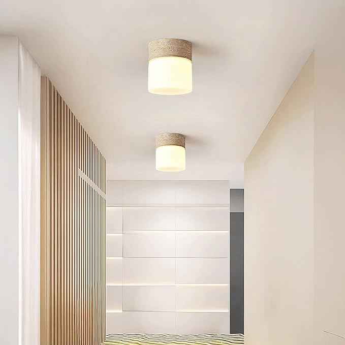 Nordic Minimalist Ceiling Light, G9 Travertine Flush Mount Ceiling Lamps, Indoor Lighting Artistic Decor Glass Close to Ceiling Light, for Bedroom Hallway Living Room Entryway