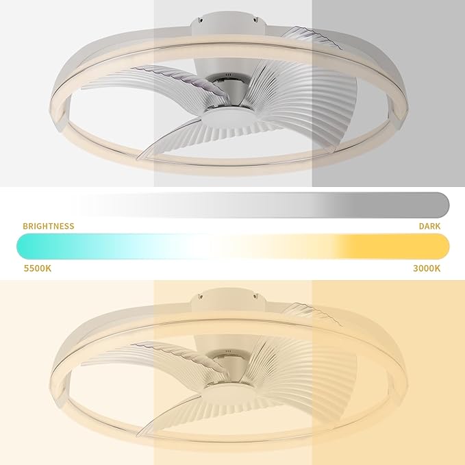 29in LED Ceiling Light with Fan, Ceiling Fan Lights 24 Levels Wind Speeds, Stepless Dimming Light, Modern Fan Lighting for Living Room, Dining Room, Bedroom, Office, 3000-5500K