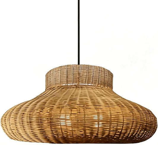 Lantern Shape Rattan Pendant Light, Handwoven Wicker Chandelier,Natural Plant Rattan Hanging Lamp,Japanese Wabi-Sabi Chinese Zen Southeast Asian Fixture,for Living Room Tea Room Restaurant
