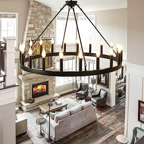 Black Wagon Wheel Chandelier 40 inch