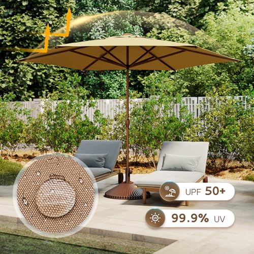 11FT Outdoor Patio Umbrella Outdoor Table Umbrella with Crank Market Umbrella 6 Sturdy Ribs UV Protection Waterproof and Push Button Tilt for Garden Deck Backyard Pool