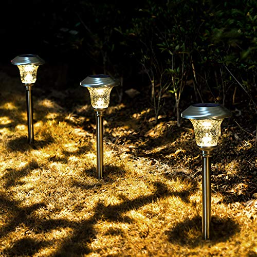 Metal & Glass Solar Lights Outdoor (8 Count)