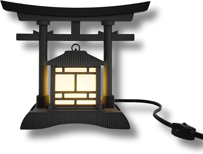 Japanese Torii Gate Lantern - Exquisite Japanese Decor for Home and Room | Unique Desk Lamp and Table Lamp Design | Mini Japanese Lantern Transforms Any Space (Ash Grey)