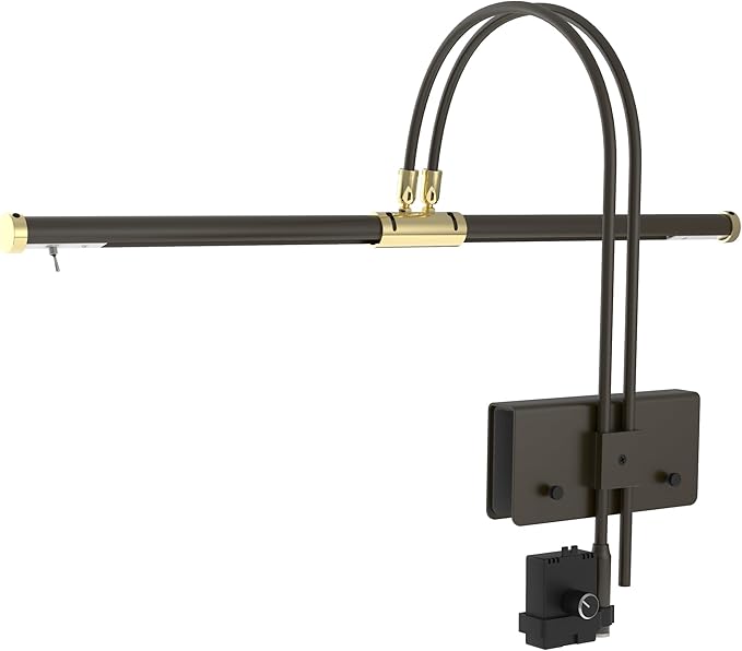 Cocoweb 22" LED Grand Piano Light in Mahogany Bronze with Brass Accents with Dimmer Clip - Aura Lighting