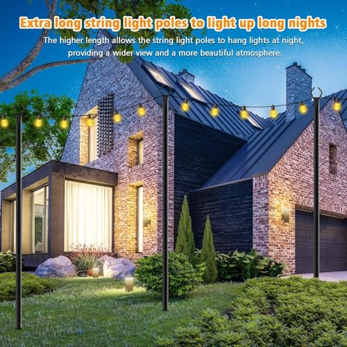 10Ft String Light Poles 6 Pack
