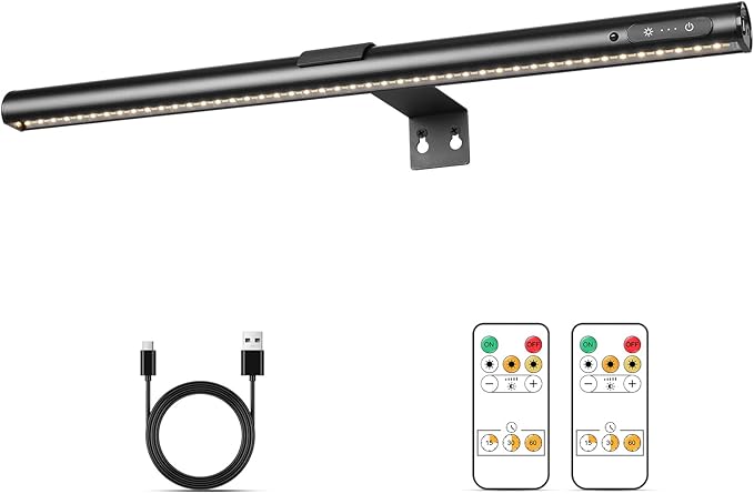 Wireless Picture Light, Battery Operated LED Painting Lights with Remote Control, Dimmable, Timer for Art Frame (Black-19.7inch)