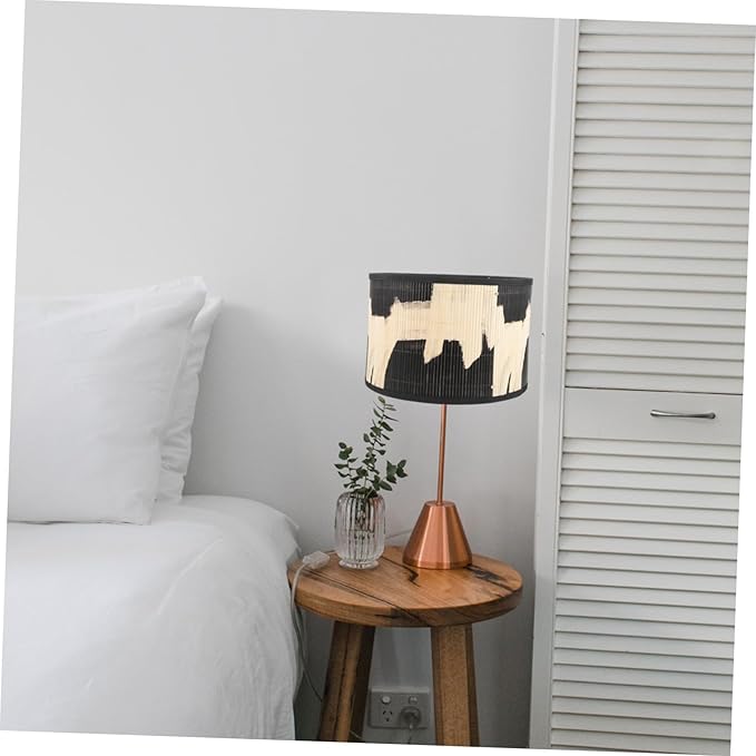 ARTIBETTER Bamboo Lamp Shade Vintage Drum Lampshade Chandelier Lamp Covers Replacement Light Accessory for Pendant Floor Light Home Lighting Accessories