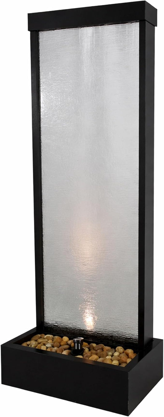 Black-Framed Waterfall Fountain w/Multi-Color LED and Remote