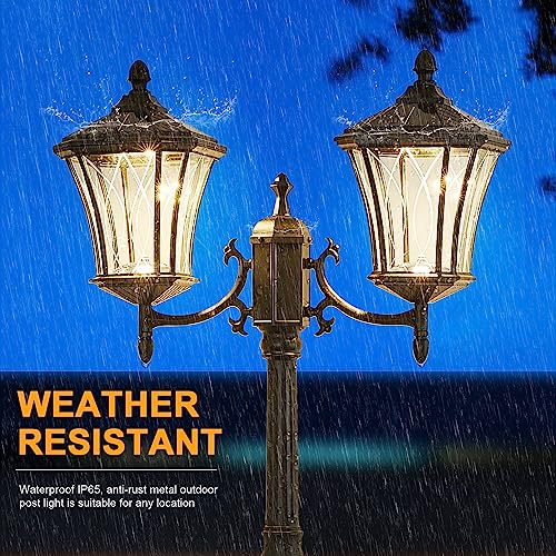 2 Head Outdoor Solar Lamp Post Lights with Waterproof