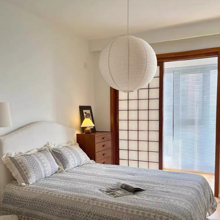 Large Hanging Lamp Shade 20INCH Can Replace Round Paper Lanterns Linen Pendant Light Handmade Hanging Lantern Minimalist Decorations Suitable For The Living Room
