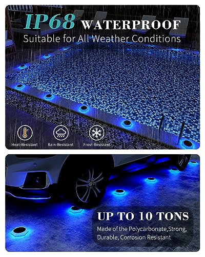 Blue Solar Driveway Light Outdoor IP68 Waterproof 6Pack Hexagon (6 Count)