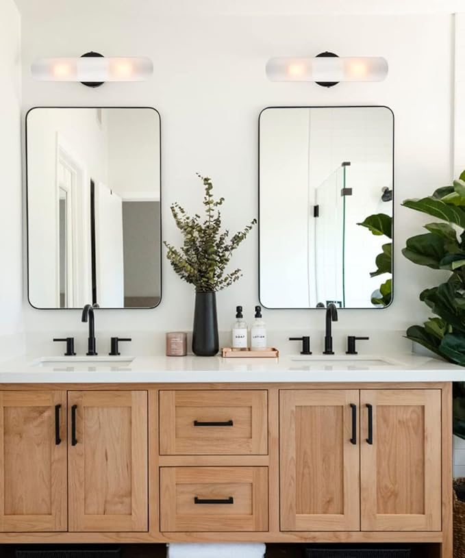 DAYCENT Modern Farmhouse Black Bathroom Light Fixtures Wall Sconces Set of Two Cylinder Sconce Lighting - Aura Lighting