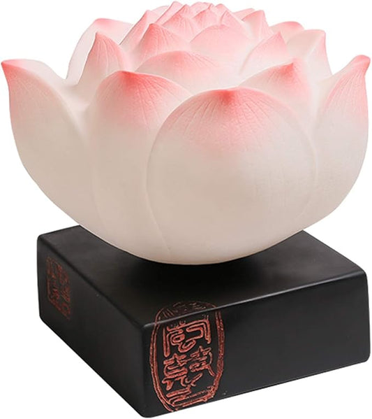 Desk Zen Lotus Table Lamp Retro Chinese Bedside Night Light Handmade Suitable for Living Room Study Bedroom