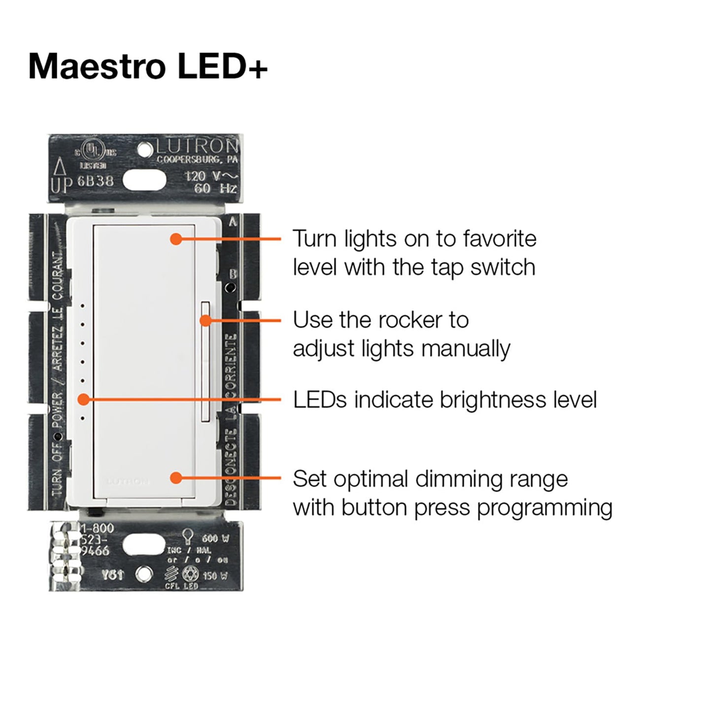 Maestro LED+ Dimmer Switch for Dimmable LED (8 Count)