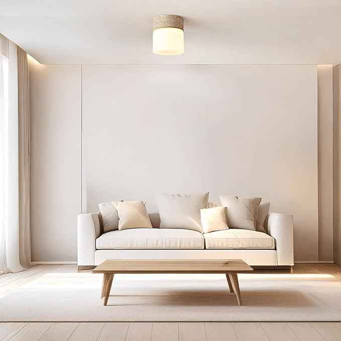 Nordic Minimalist Ceiling Light, G9 Travertine Flush Mount Ceiling Lamps, Indoor Lighting Artistic Decor Glass Close to Ceiling Light, for Bedroom Hallway Living Room Entryway