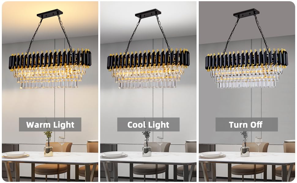 Modern Crystal Chandelier Black and Gold 10