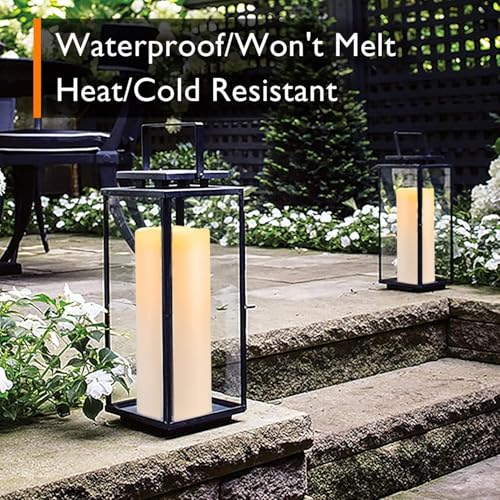 10" x 4" Large Waterproof Outdoor Flameless Candles with Remote Control and Timer (4 Count)