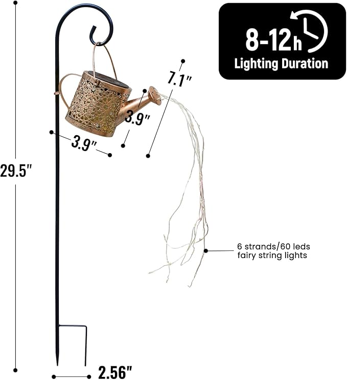 X-PREK Solar Garden Lights Outdoor Lanterns Decoration, Metal Solar Watering Can Lights Outdoor Waterproof, Small Patio Light Yard Lawn Pathway Decor Lamps, Gardening Gifts for Women Mom Grandma