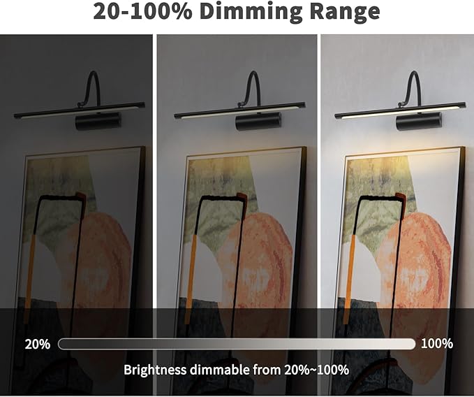 JOOSENLUX 16" Dimmable Picture Light, LED, Battery Operated, Wireless, Adjustable Arm, Remote Controlled, Rechargeable, Wall-Mounted, Modern & Stylish - Ideal for Gallery, Library, and Photo Display