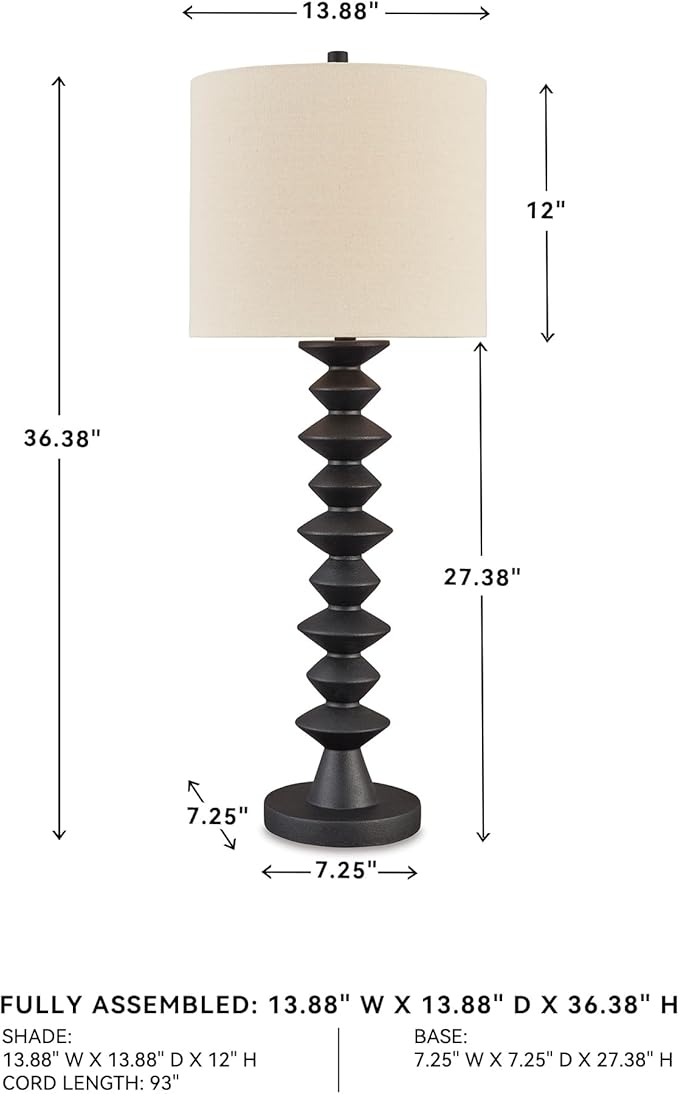 Signature Design by Ashley Luanndon Modern Polyresin Buffet Lamp with 3-Way Switch, Black & Beige
